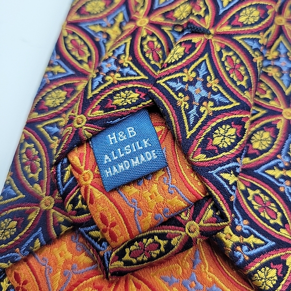 Haines & BONNER of London Silk Tie Stained Glass Jacguard handmade - Picture 6 of 6